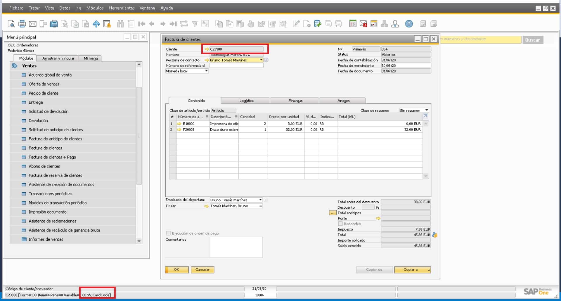 Cómo ver el campo de la tabla en el generador de consultas en SAP Business One