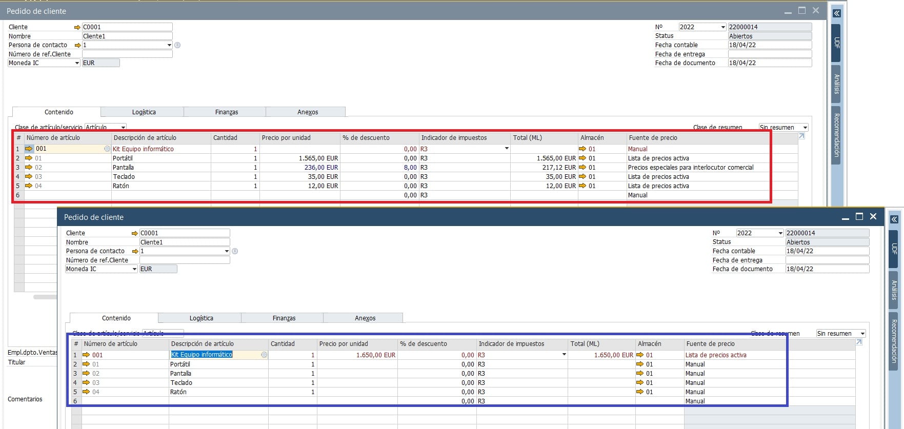 Cómo utilizar la lista de materiales de venta en SAP Business One